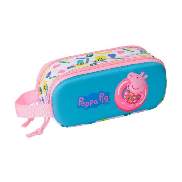 Estojo Safta Peppa Pig 3D - 2 Compartimentos - Fecho de Correr - Asa de Mão