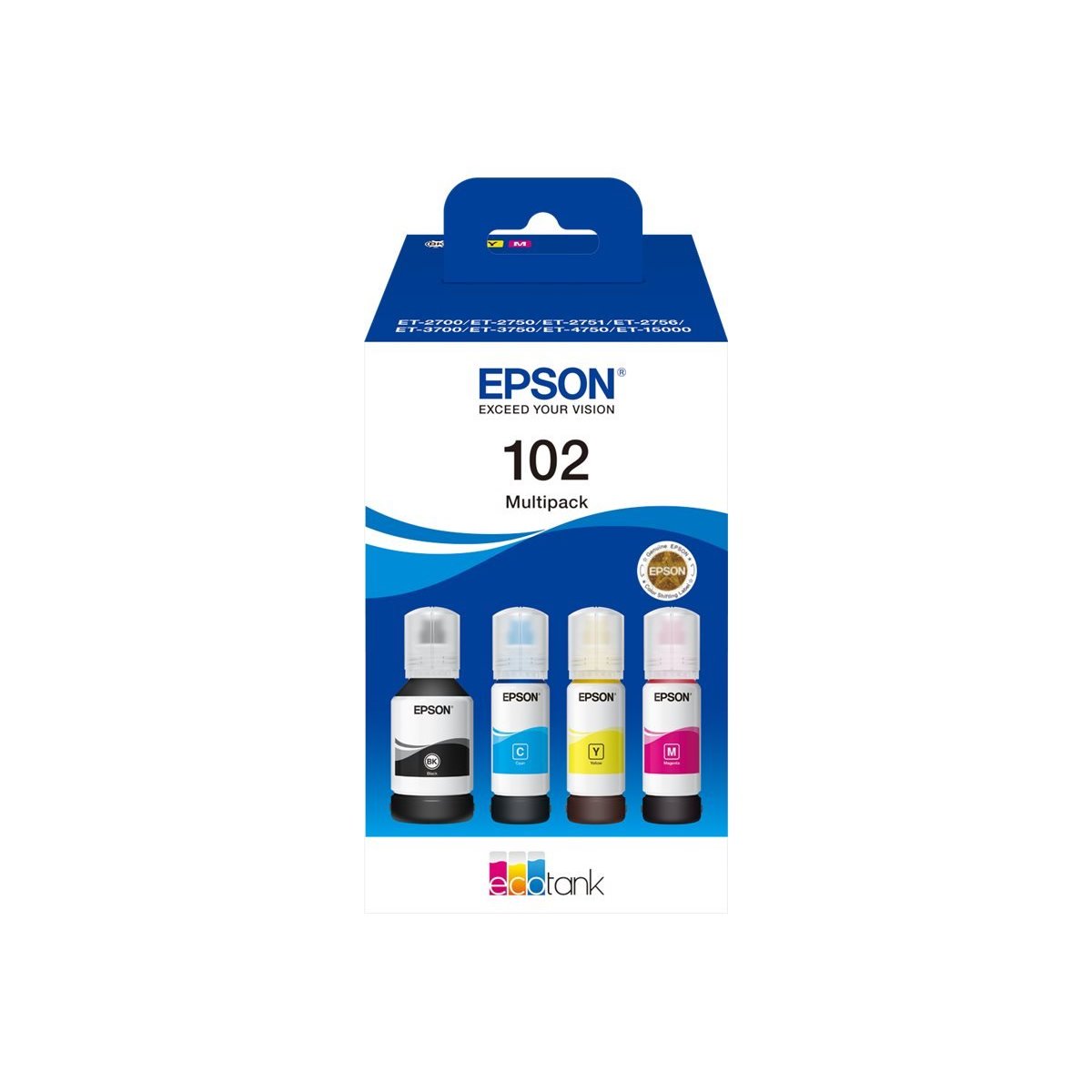 Pack de 4 tintas originais Epson Ecotank 102 (C13T03R640)