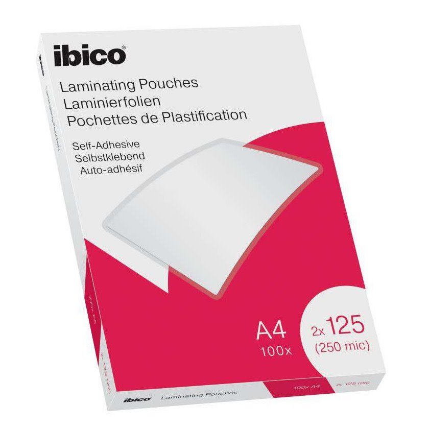 Bolsas de plastificação autoadesivas Ibico - A4 / 125 mícrons / brilhantes / 100 unidades