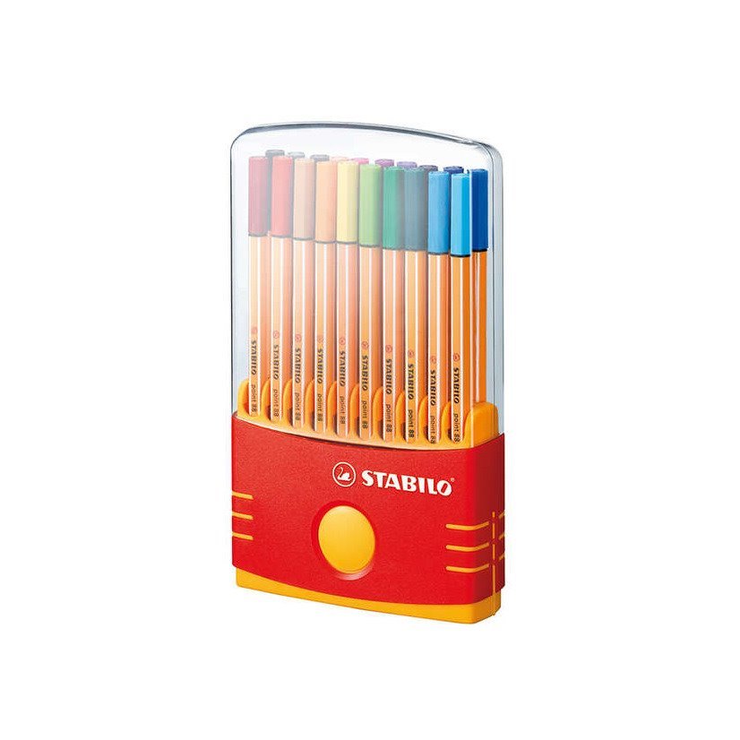 Pack 20 Marcadores Stabilo Point 88 de Ponta Fina - traço de 0,4mm / cores sortidas