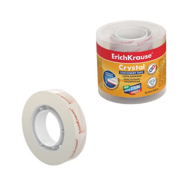 Pack 4 rolos Fita Adesiva transparente 12mmx33m - ErichKrause Crystal