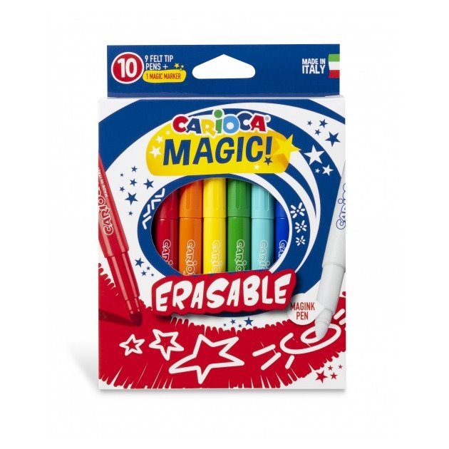 Pack 10 Canetas de feltro Carioca Magic Markers - tinta mágica muda de cor e apaga