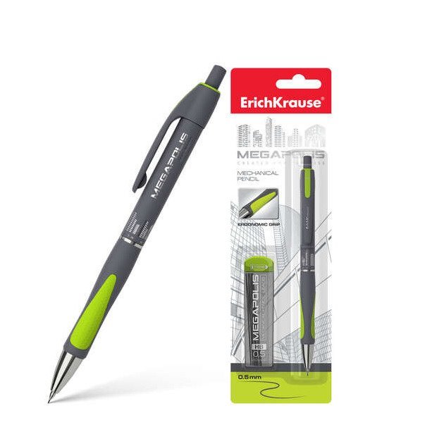 Lapiseira ErichKrause Megapolis Concept - 0,5 mm / Inclui 20 minas / Cor néon