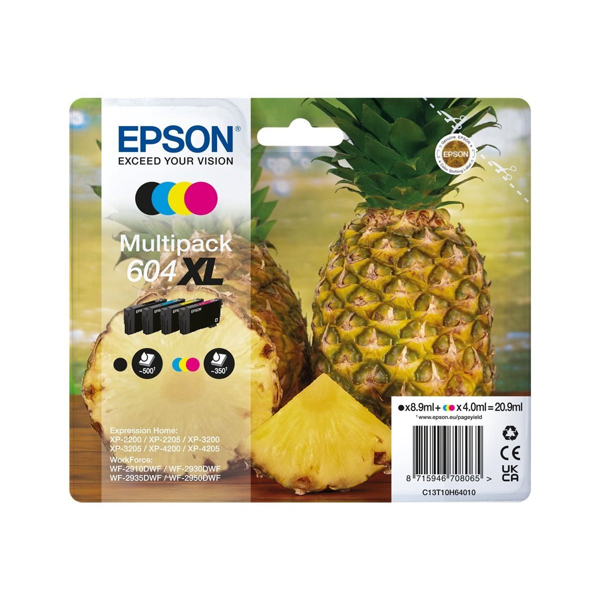 Pack 4 tinteiros originais Epson 604XL (C13T10H64010)