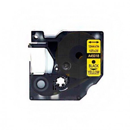 Fita compatível Dymo D1 45018 preto / amarelo - 12mm x 7m (S0720580)