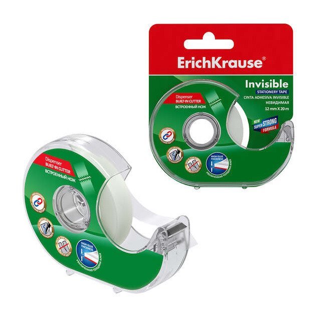 Fita Adesiva invisível com aplicador 12mmx20m - ErichKrause Invisible