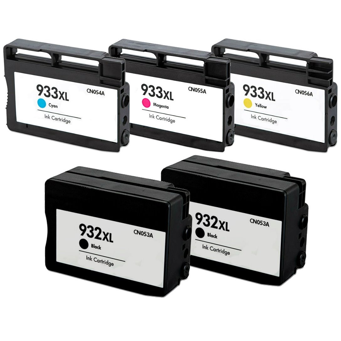 Pack 5 Tinteiros compatível Hp 2x 932xl + 3x 933xl