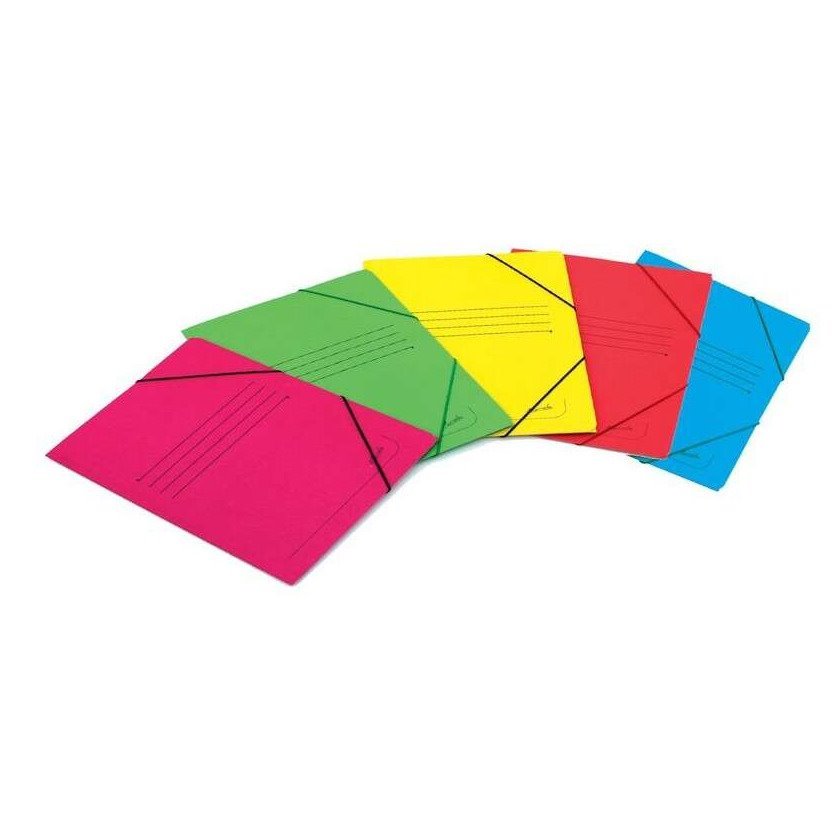 Pack 20 pastas com elástico Mariola - Tamanho folio / Cartão couché 500 g/m2 / Cores sortidas