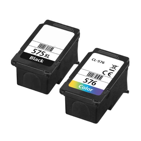 Pack 2 tinteiros compatíveis Canon PG575XL preto e CL576XL cores