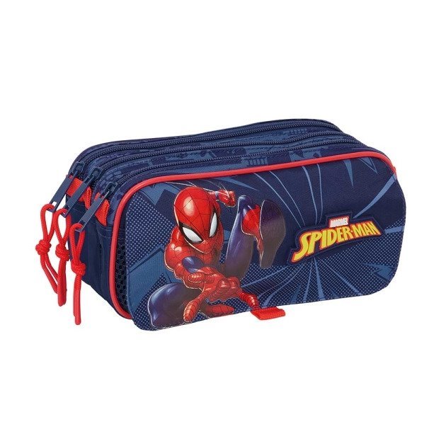 Estojo Safta Spider-Man - 3 Compartimentos com Fechos de Correr
