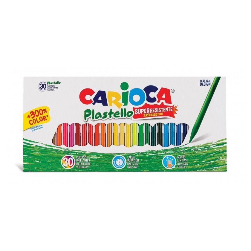 Pack 30 Lápis de cera Carioca - Extra limpos / Duram 3 vezez mais