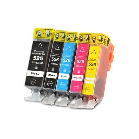 Pack 5 tinteiros compatíveis Canon 525XL / 526XL