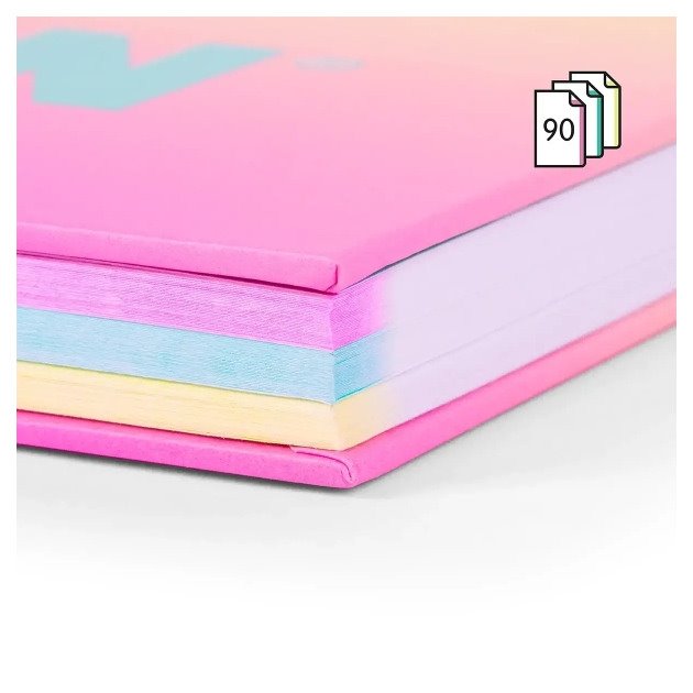 Caderno quadriculado Milan Sunset - Espiral / A4 / 90 folhas / Rosa e Amarelo