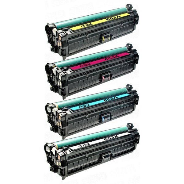 Pack 4 toners compatíveis Hp 653x preto + 653a cores