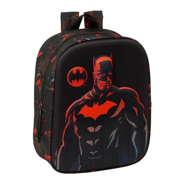 Mochila de creche Safta Batman 3D - Asa de mão / Compartimento principal com fecho / 22x27x10 cm / Preto