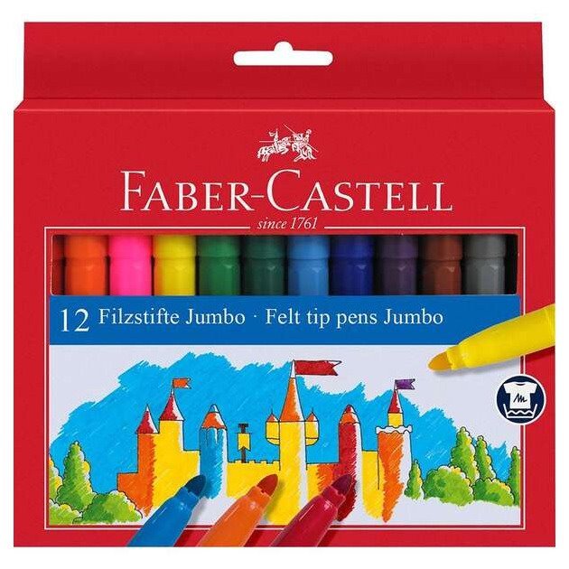 Pack 12 Canetas de feltro Faber-Castell - ponta grossa