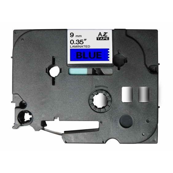 Fita laminada compatível Brother tze521 - texto preto / fundo azul - 9mm x 8m