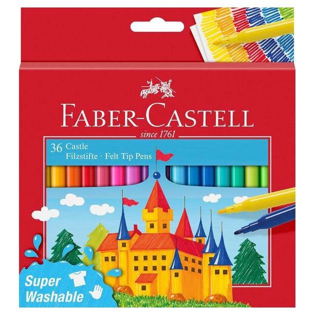 Pack 36 Canetas de feltro Faber-Castell - Ponta fina