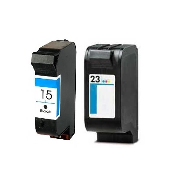 Pack 2 tinteiros compatíveis Hp 15 preto e Hp 23 cor