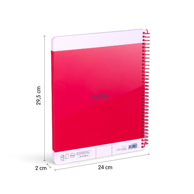 Caderno liso Milan Nata 624 - Espiral / A4 / 80 folhas / Rosa