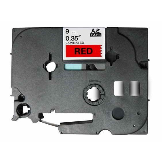 Fita laminada compatível Brother tze421 - texto preto / fundo vermelho - 9mm x 8m