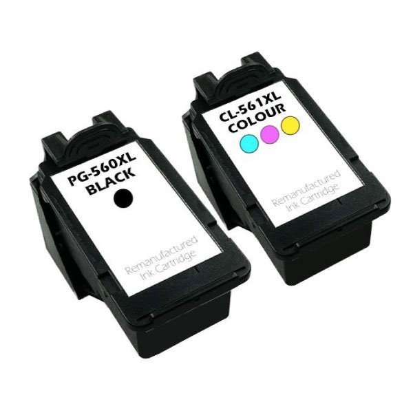 Pack 2 tinteiros compatíveis Canon PG560XL preto e CL561XL cores