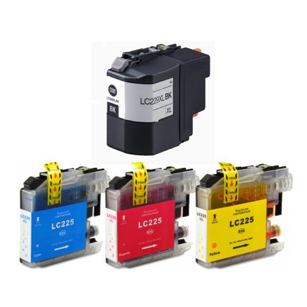 Pack 4 tinteiros compatíveis Brother LC225 / LC229
