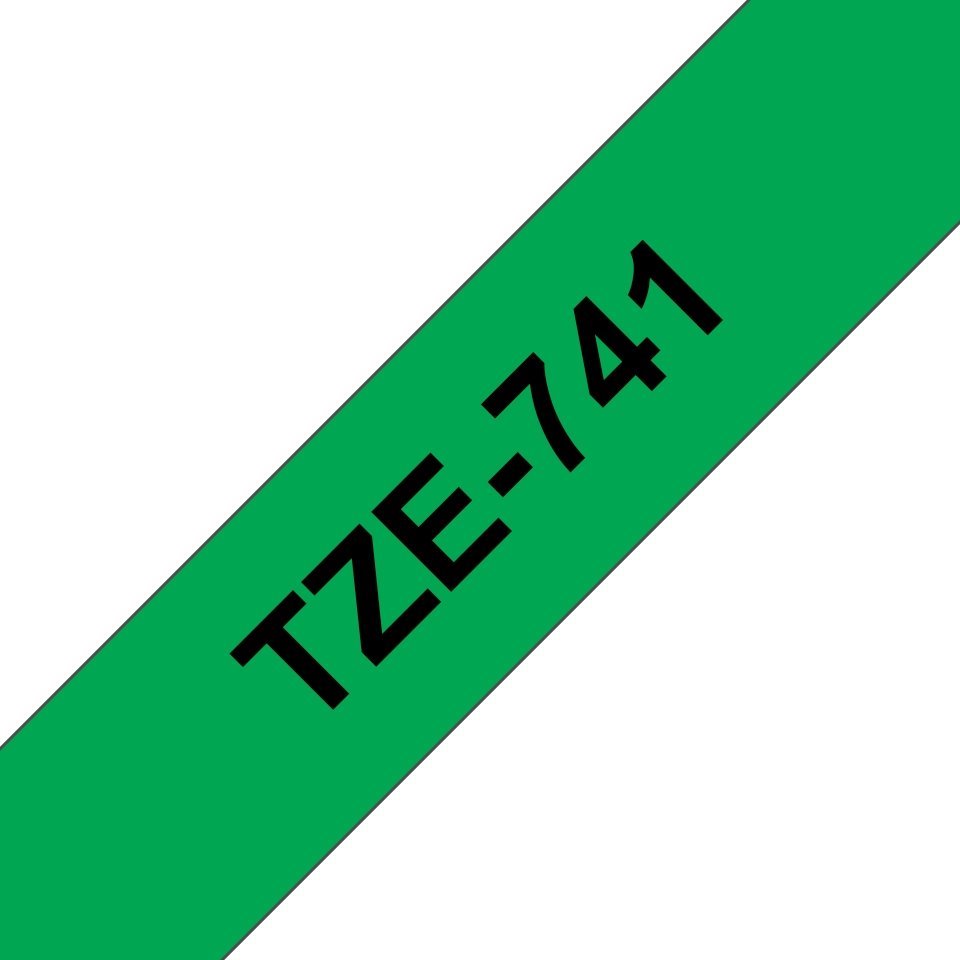 Fita laminada compatível Brother tze741 - texto preto / fundo verde - 18mm x 8m