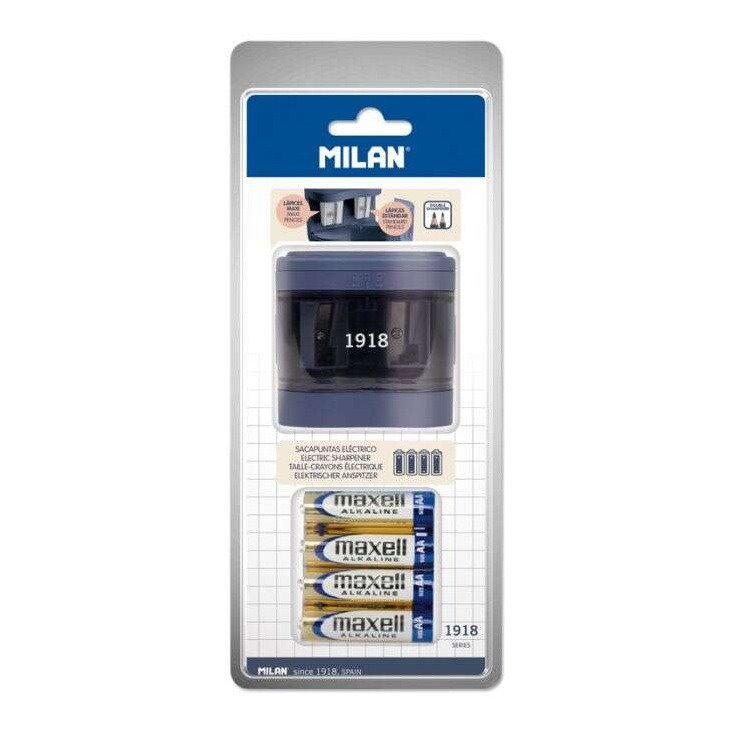 Afia lápis elétrico Milan 1918 Serie / Duplo standard e maxi / Grande depósito / Pilhas incluídas / Azul Marinho