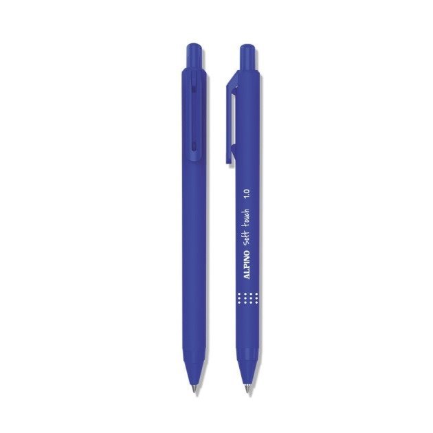 Pack 4 Canetas Retráteis Alpino Soft Touch - 1mm / Azul
