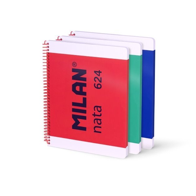 Pack de 3 Cadernos lisos Milan Nata 624 - Espiral / A4 / 80 folhas