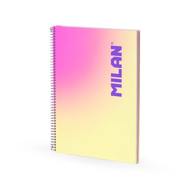 Caderno pautado Milan Sunset - Espiral / A4 / 90 folhas / Amarelo e Rosa
