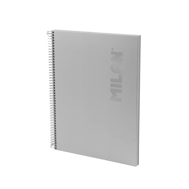 Caderno quadriculado Milan Shadow - Espiral / A4 / 80 folhas / Cinza