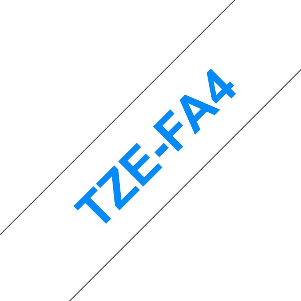 Fita têxtil compatível Brother TZeFA4 - texto azul / fundo branco - 18mm x 3m