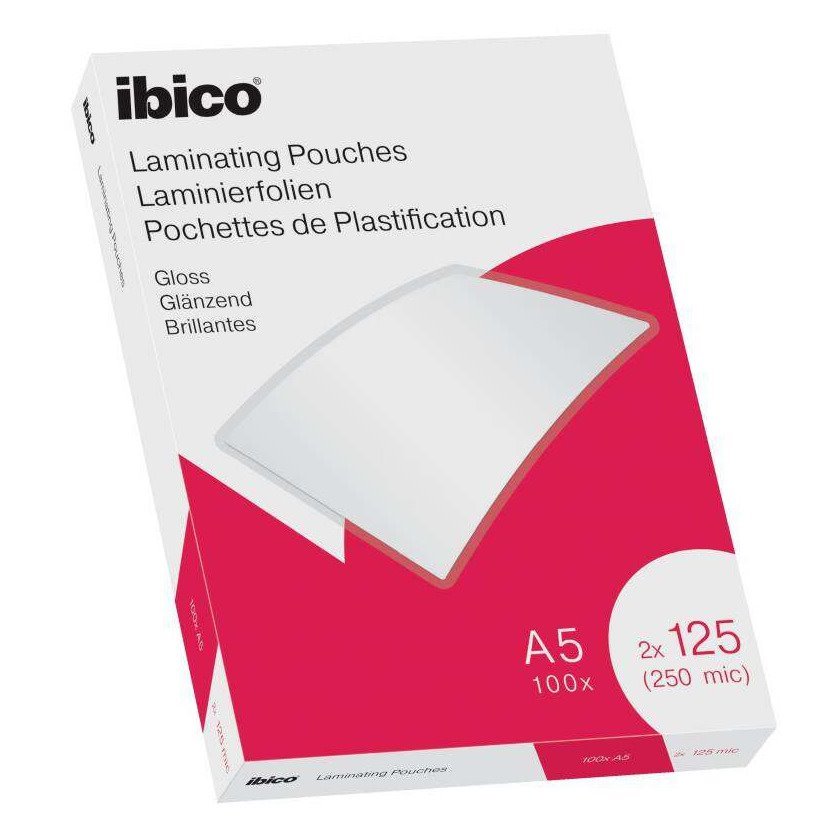 Bolsas de plastificação Ibico - A5 / 125 mícrons / brilhantes / 100 unidades