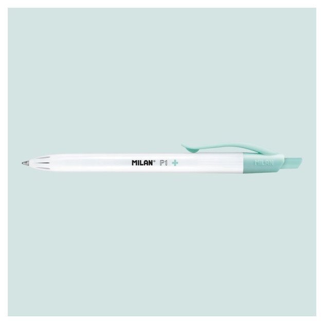 Pack 3 Esferográficas Retráteis Milan P1+ - 1 mm / Tinta Azul / Corpo Branco