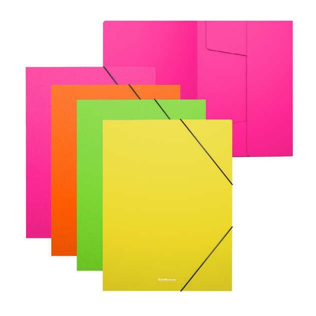 Pack 4 pastas com elástico ErichKrause - A4 / Polipropileno / Cores sortidas Matt Neon