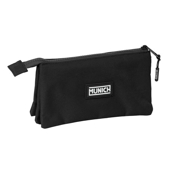 Estojo Safta Munich Básicos - 3 Compartimentos - 22x12x3cm - Preto