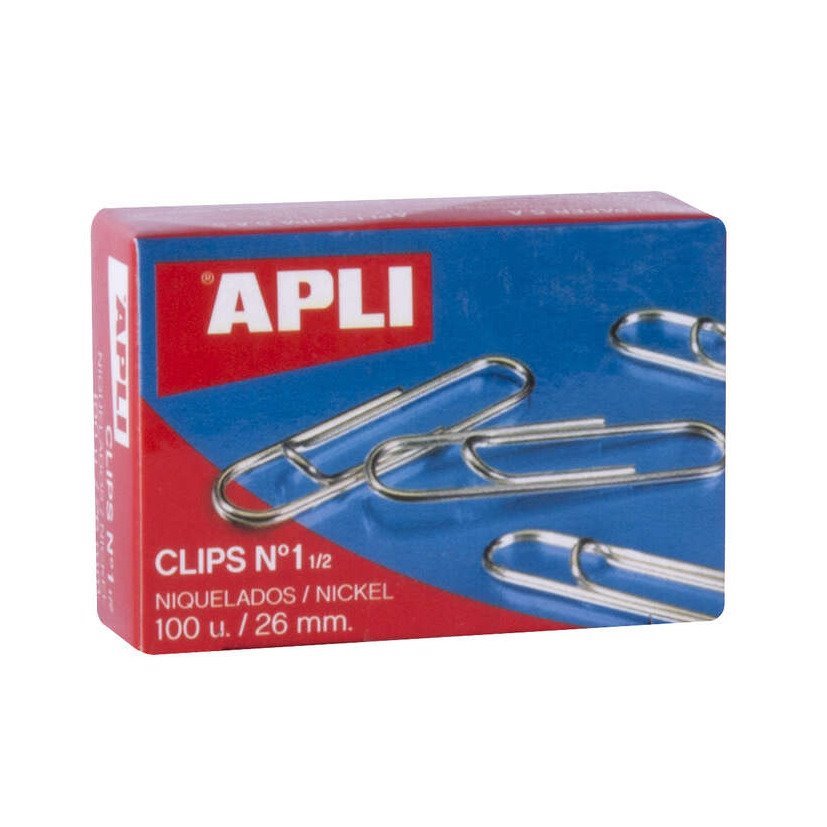 Clipes metálicos Apli - N 1 1/2 / 26mm / 100 unidades