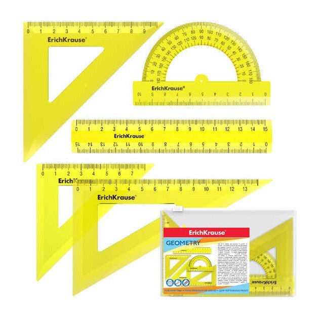 Conjunto geometria pequeno Erichkrause - régua / esquadros / transferidor