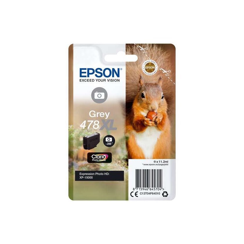 Tinteiro original epson 478xl cinza - c13t04f64010