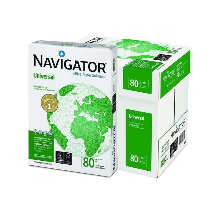 Pack 5 resmas papel A4 80gr branco (5x500 folhas) - Navigator