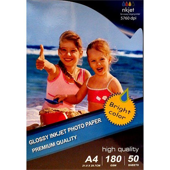 Papel Fotográfico Jato de Tinta A4 Brilhante (180g / 50 folhas)