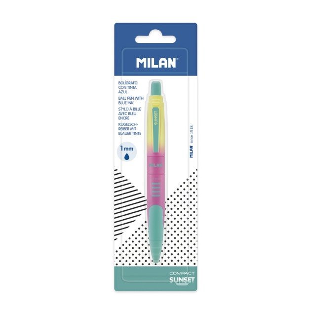 Esferográfica Retrátil Milan Compact Sunset - 1 mm / Tinta Azul / Cores Sortidas
