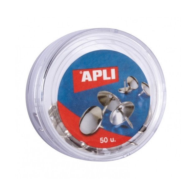 Pioneses metálicos niquelados Apli - 50 unidades