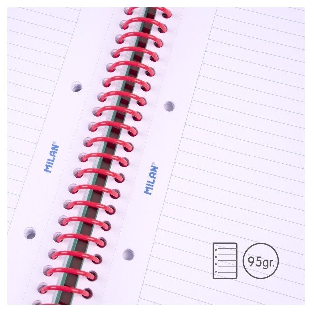 Pack de 3 Cadernos pautados Milan Nata 624 - Espiral / A4 / 80 folhas