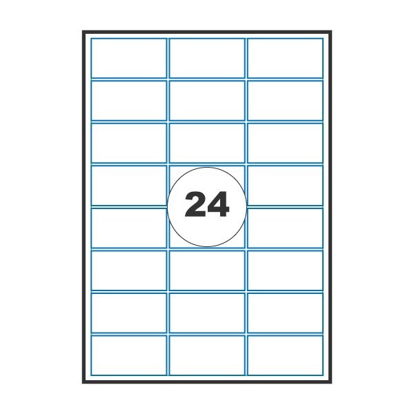 Etiquetas autocolantes 70x36mm A4/165g mate (100 folhas / 24 por folha)