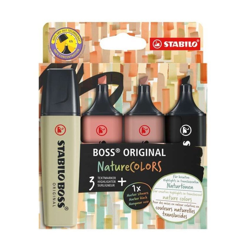 Pack 4 marcadores Stabilo Boss Naturecolors