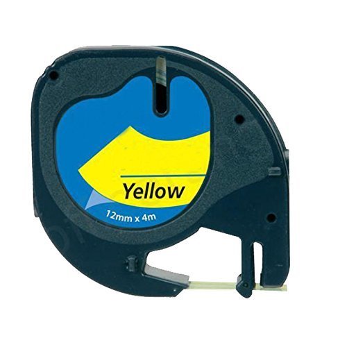 Etiquetas compatíveis Dymo LetraTag S0721620 - preto / amarelo - 12mm x 4m (91202)