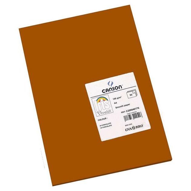 Pack de 50 Cartolinas Canson Iris - 185 g/m2 / A4 / Chocolate